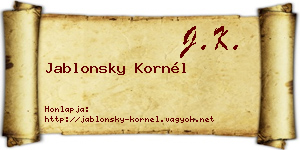 Jablonsky Kornél névjegykártya