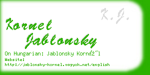 kornel jablonsky business card